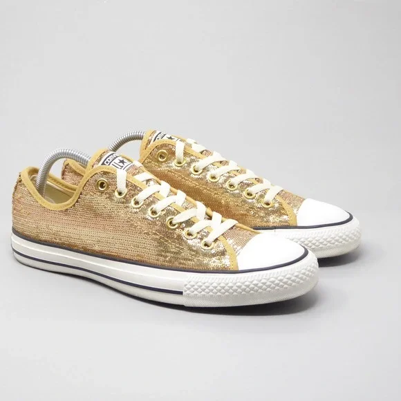 Gold Converse With Sequins Converse Shoes Womens Converse All Star